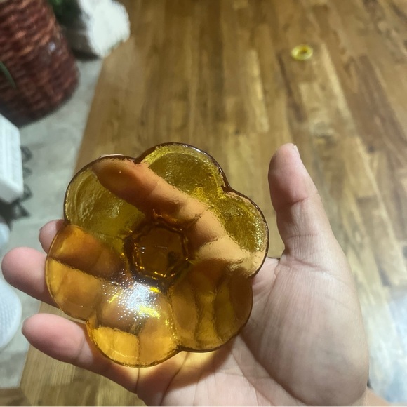 Vintage Kemple Martec Footed Pedestal Amber Dish - Picture 5 of 7